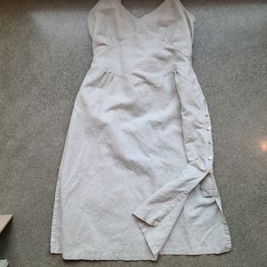 Linen Mid Dress corset back button side